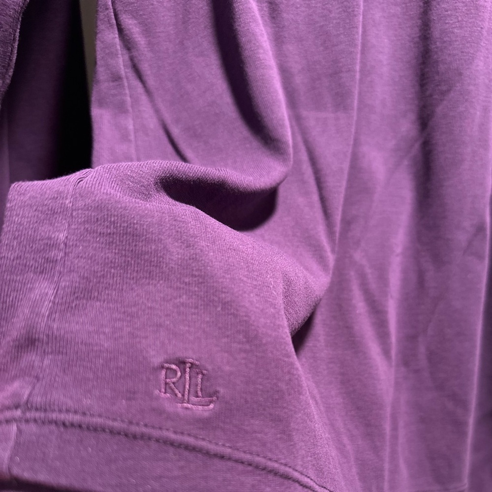 FREE* Lauren Ralph Lauren Purple Long Sleeve Top 93%Cotton Signature Corner L - Picture 7 of 16